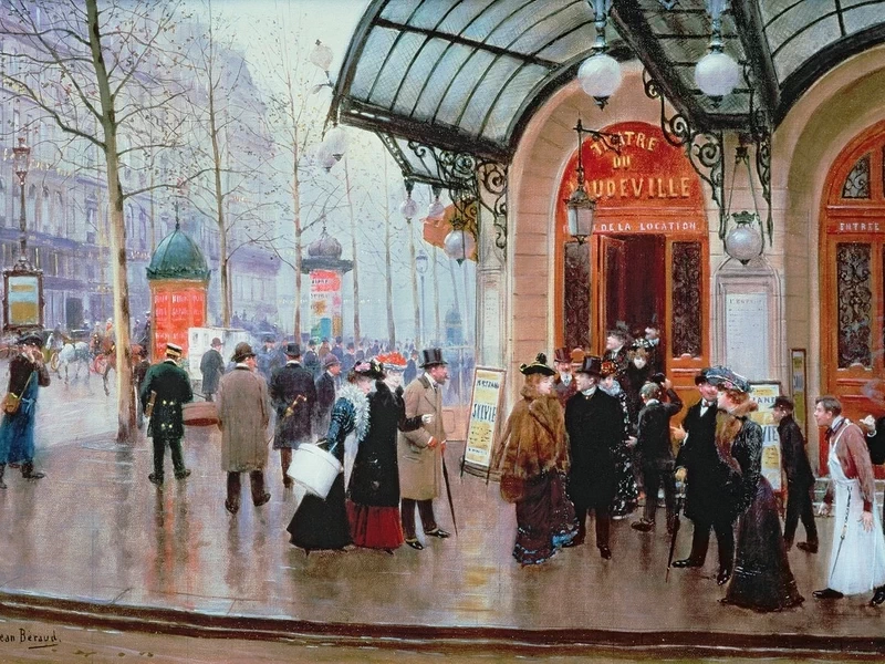 1849-Jean Béraud - Fuori dal teatro di Vaudeville, Parigi